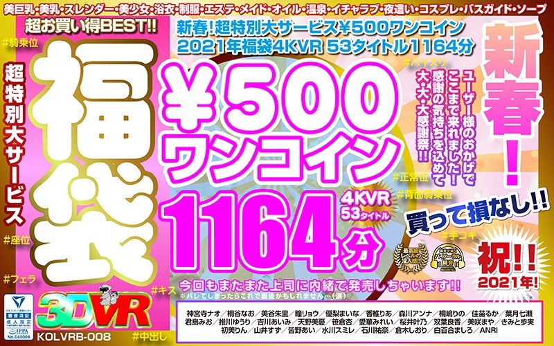 VR] 新年！超级特别大服务 500 日元一币抢包 4KVR 53 个标题 1164 分钟。